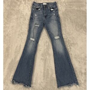 Special A Jeans Juniors 3 Bootcut Flare Stretch Distressed Boho Raw Hem Hippie